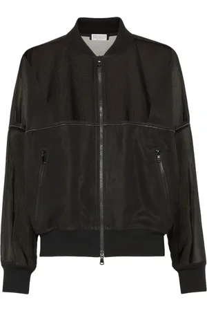 Brunello Cucinelli Femme, Vestes, Noir, Taille: 38 FR Bomber en organza avec finitions brillantes