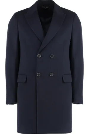 Ermenegildo Zegna Homme, Manteaux, Bleu, Taille: M Manteau croisé en mélange de laine