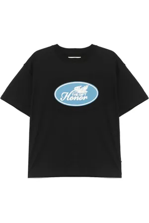 HONOR THE GIFT Homme, Tops, Noir, Taille: L T-shirt Noir avec Logo Imprimé