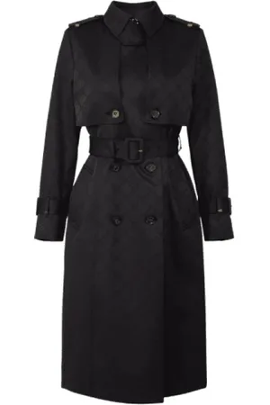 Elisabetta Franchi Femme, Manteaux, Noir, Taille: 38 FR Trench en Tissu Technique Jacquard avec Ceinture