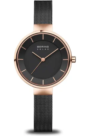 Bering Femme, Accessoires, Noir, Taille: ONE Size Montre Solar Slim Design Milanaise