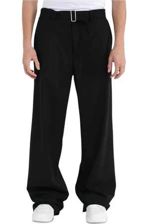 Msgm Homme, Pantalons, Noir, Taille: L Pantalon en laine avec ceinture et poches