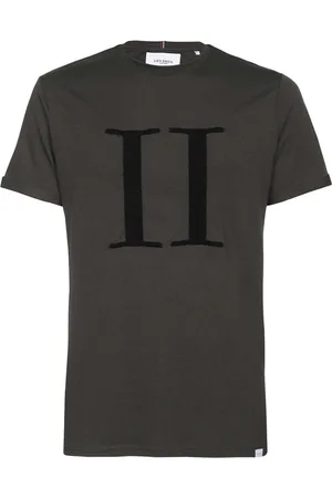 Les Deux Homme, Tops, Brun, Taille: M T-shirt à Logo avec Détail Tricolore