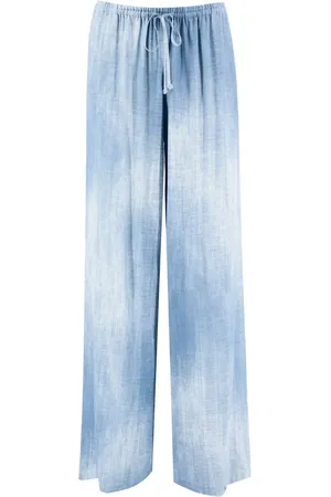 ERMANNO SCERVINO Femme, Pantalons, Bleu, Taille: 36 FR Pantalon Large Imprimé Jeans Vintage en Viscose