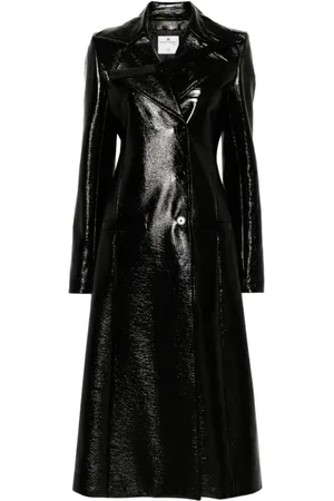 Courrèges Femme, Manteaux, Noir, Taille: 40 FR Heritage Vinyl Faux Leather Trench Coat
