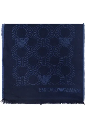 Emporio Armani Homme, Accessoires, Bleu, Taille: ONE Size Écharpe en laine graphique