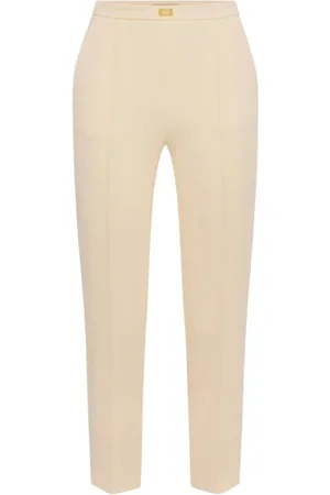 Elisabetta Franchi Femme, Pantalons, Jaune, Taille: 36 FR Pantalon Coupe Slim en Crêpe Stretch Jaune