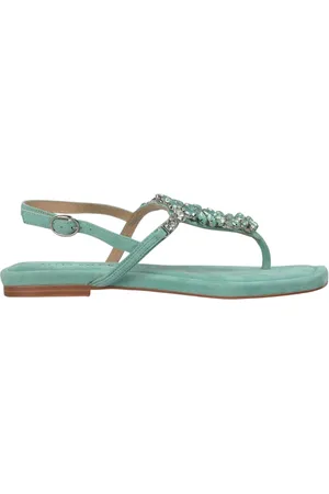 Alma en Pena Femme, Chaussures, Vert, Taille: 39 EU Sandale plate avec strass