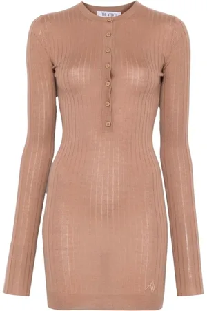 The Attico Femme, Robes, Brun, Taille: 36 FR Robe à Logo Brodé
