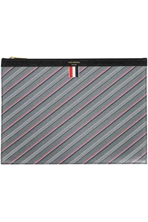 Thom Browne Homme, Sacs, Multicolore, Taille: ONE Size Porte-documents rayé avec inserts en cuir