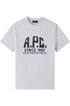 A.P.C. Homme, Tops, Blanc, Taille: S T-shirt en coton avec logo vintage imprimé