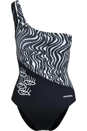 Diesel Femme, Maillots de bain, Noir, Taille: 36 FR Maillot de bain une pièce à motif zébré et une seule bretelle