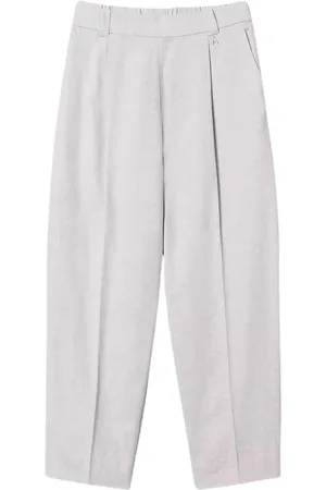 Twin-Set Femme, Pantalons, Gris, Taille: 38 FR Pantalon en Lin avec Plis