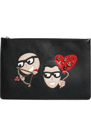 Dolce & Gabbana Homme, Sacs, Noir, Taille: ONE Size Pochette zippée ornée de clous