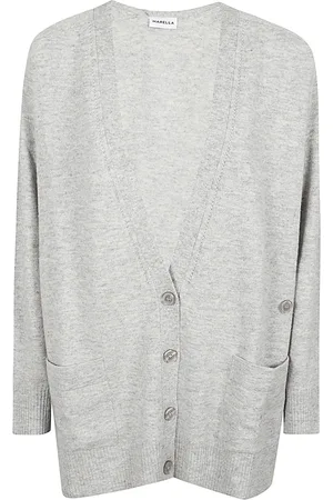 MARELLA Femme, Pulls, Gris, Taille: 38 FR Gilet Cardigan en Laine Grise
