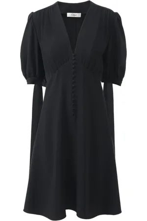 Chloé Femme, Robes, Noir, Taille: 40 FR Robe Trapèze à Col en V
