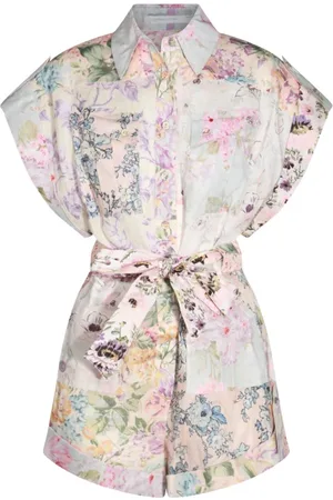 ZIMMERMANN Femme, Combinaisons et Ensembles, Multicolore, Taille: 42 FR Combinaison en lin multicolore avec motif all-over