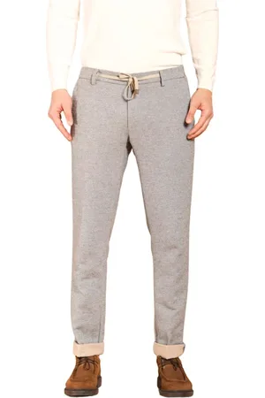 Masons Homme, Pantalons, Gris, Taille: XL Pantalon Jogger Chino Gris en Coton Aspect Laine