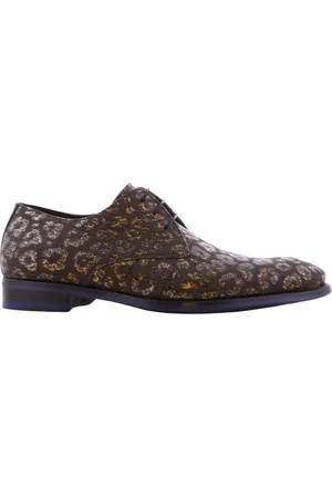 Floris van Bommel Homme, Chaussures, Brun, Taille: 42 EU Chaussures à lacets en cuir imprimé reptile