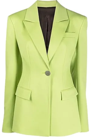 The Attico Femme, Vestes, Vert, Taille: 36 FR Blazer Vert Éclatant à Revers Crantés