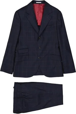 Brunello Cucinelli Homme, Costumes, Bleu, Taille: S Costume en Laine Cachemire