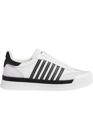 Dsquared2 Homme, Chaussures, Blanc, Taille: 45 EU Baskets en cuir à rayures latérales