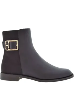 Carolina Herrera Femme, Chaussures, Brun, Taille: 37 EU Bottines Plates Marron à Boucle Insigne