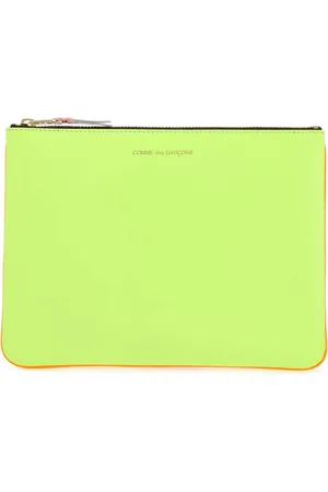 Comme des Garçons Femme, Sacs, Jaune, Taille: ONE Size Pochette Fluo en Cuir avec Fermeture Éclair Dorée