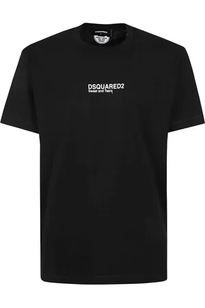 Dsquared2 Homme, Tops, Noir, Taille: 2XL T-shirt en jersey de coton avec imprimé sur le devant
