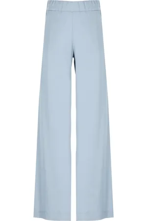 D.EXTERIOR Femme, Pantalons, Bleu, Taille: 38 FR Pantalon en Satin Bleu Clair à Taille Élastique
