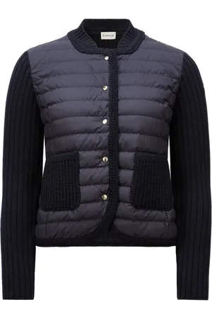 Moncler Femme, Vestes, Bleu, Taille: 40 FR Cardigan rembourré en laine avec duvet