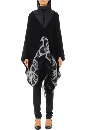 Liu Jo Femme, Manteaux, Noir, Taille: ONE Size Manteau Poncho Zippé à Col Montant