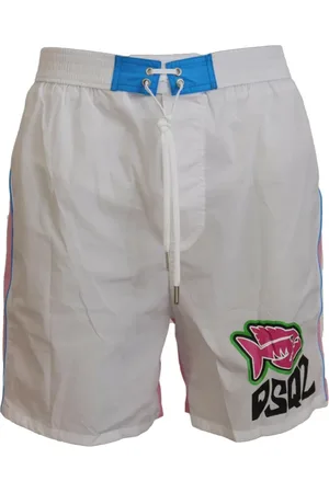Dsquared2 Homme, Maillots de bain, Blanc, Taille: M Short de Plage Imprimé Logo