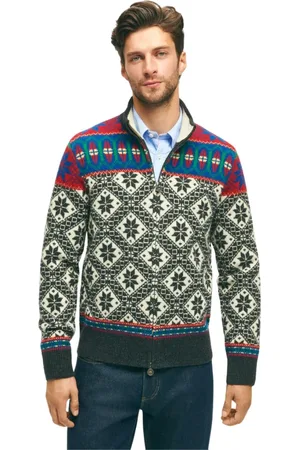 Brooks Brothers Homme, Pulls, , Taille: M Cardigan en Laine d`Agneau Multicolore