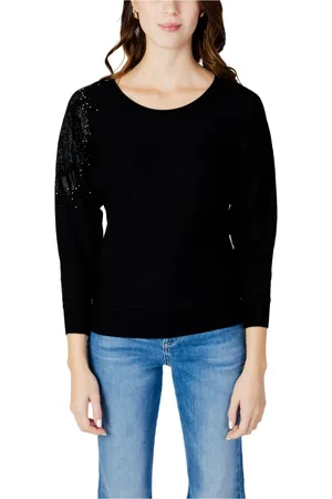 Guess Femme, Pulls, Noir, Taille: 40 FR Leslie Logo Bat Sleeve Top