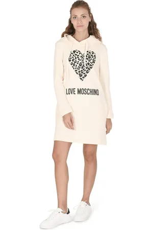 Moschino Femme, Robes, , Taille: 38 FR Robe Pull à Capuche Cœur Léopard