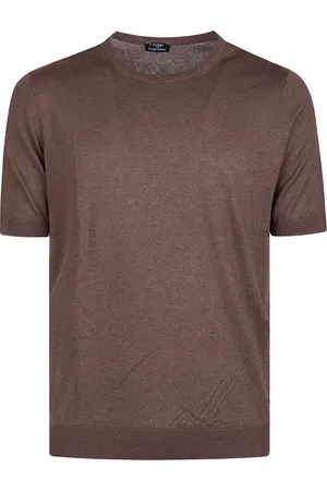BARBA Homme, Tops, Brun, Taille: 2XL T-shirt décontracté en coton pour hommes