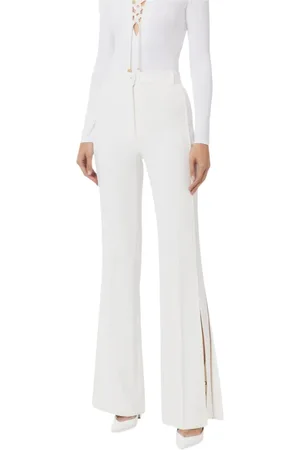 Elisabetta Franchi Femme, Pantalons, Blanc, Taille: 34 FR Pantalon Large