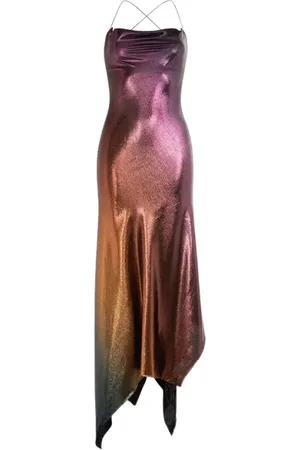 Roberto Cavalli Femme, Robes, Multicolore, Taille: 38 FR Robe Maxi Asymétrique avec Détails Tête de Tigre