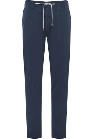 ELEVENTY Homme, Pantalons, Bleu, Taille: W33 Pantalon Coton/Soie à Cordon de Serrage