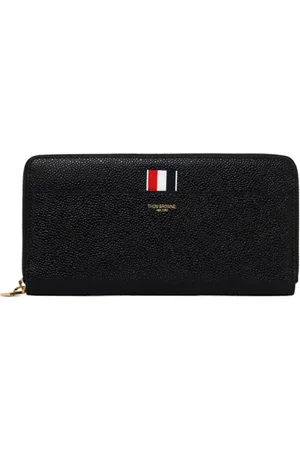 Thom Browne Femme, Accessoires, Noir, Taille: ONE Size Portefeuille Continental Noir avec Bande Tricolore