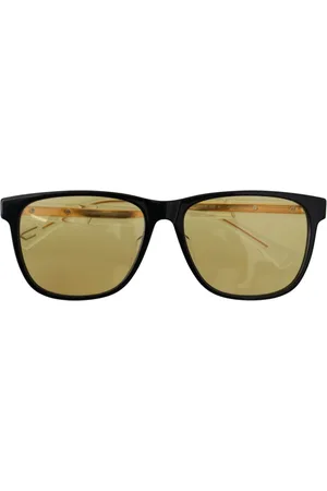 Diesel Homme, Accessoires, Noir, Taille: ONE Size Lunettes de soleil chics en acétate noir avec verres jaunes
