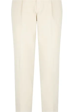 Boglioli Homme, Pantalons, Blanc, Taille: 2XL Pantalon Chino Plissé en Velours Côtelé Teint en Pièce