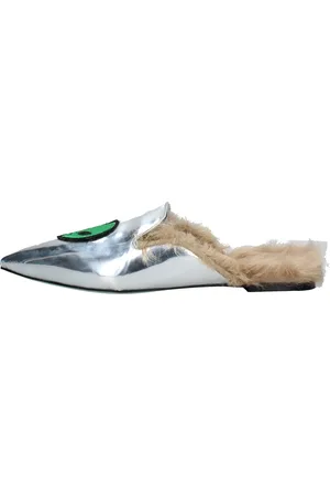Chiara Ferragni Femme, Chaussures, Gris, Taille: 41 EU Mules en cuir