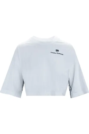 Chiara Ferragni Femme, Tops, Blanc, Taille: 38 FR T-shirt court à manches larges