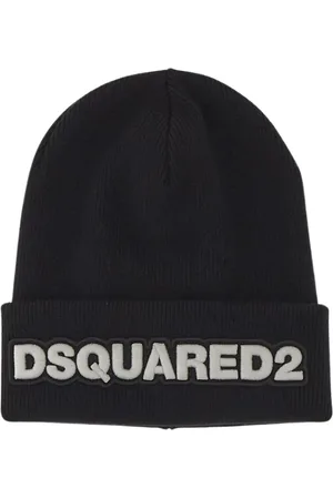 Dsquared2 Homme, Accessoires, Noir, Taille: ONE Size Bonnet Logo en Laine Noire