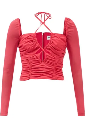 Self-Portrait Femme, Blouses et Chemises, Rose, Taille: 38 FR Haut Découpé Audacieux à Col Halter