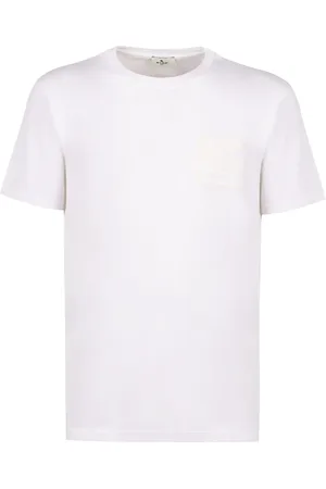 Etro Homme, Tops, Blanc, Taille: L T-shirt Col Rond à Col Côtelé