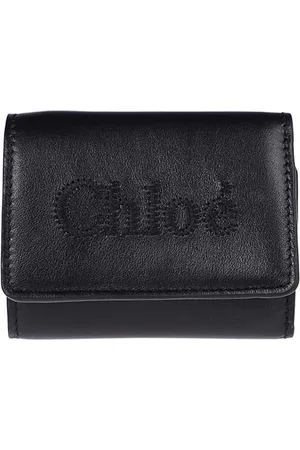 Chloé Femme, Accessoires, Noir, Taille: ONE Size Portefeuille en cuir de veau avec fermeture à rabat et loquet
