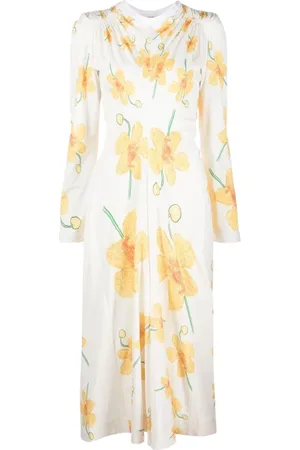 Marni Femme, Robes, Blanc, Taille: 36 FR Robe Midi à Imprimé Floral Blanc